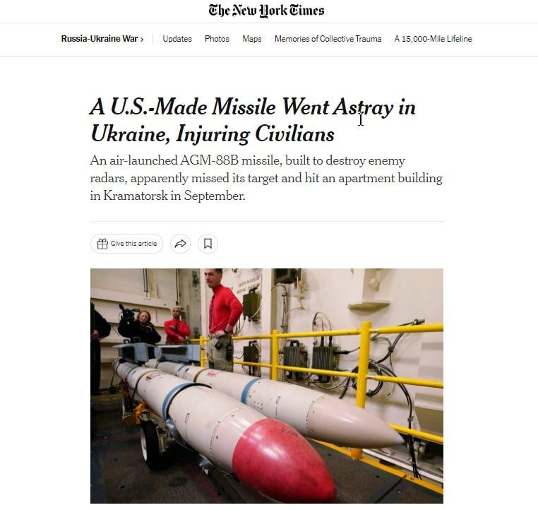 �� ����� ��� � ����������� � �������� ����� ������������ ������ AGM-88 HARM, ���������� ��������, ��� ������������� ���� ���� � NYT