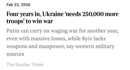 Украине необходимо мобилизовать ещё 250 000 военнослужащих для победы над Россией, — The Times